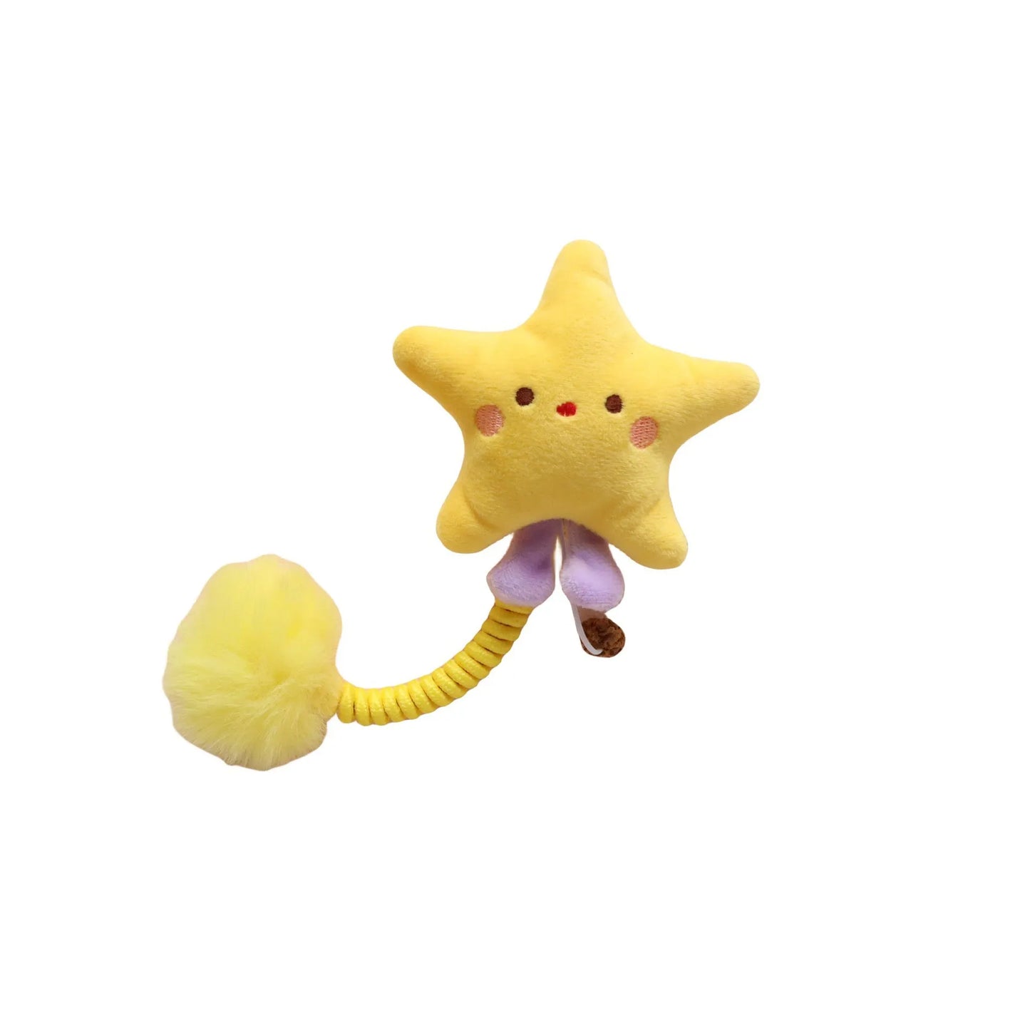 Set of plush animal cat toys with silvervine fruit, a long flexible spring, and a fuzzy ball for interactive play.