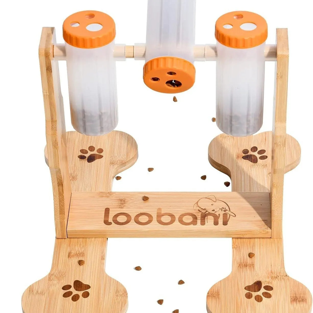 Wooden dog puzzle toy interactive feeder measuring 31x30x20cm for mental stimulation