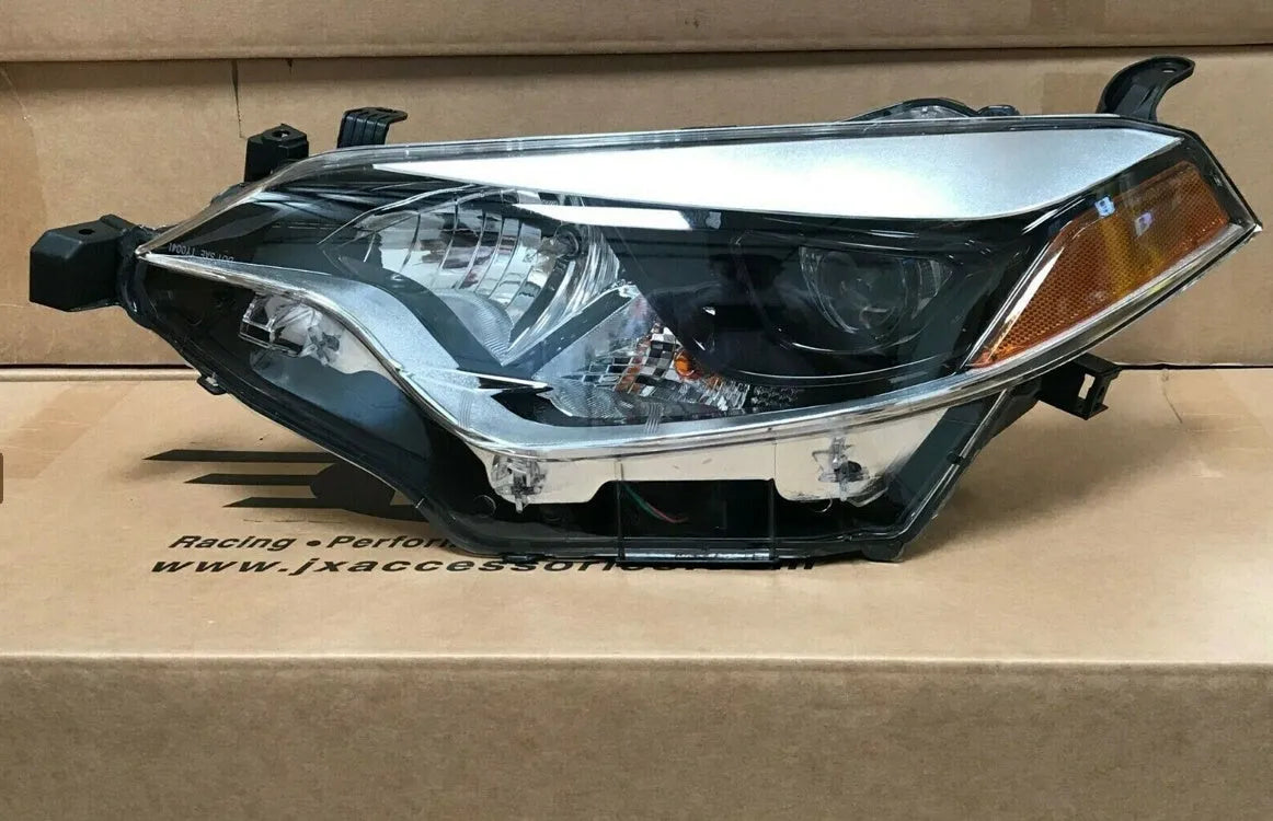 Halogen headlight assembly for 2014-2015 Toyota Corolla with polycarbonate lens and ABS housing