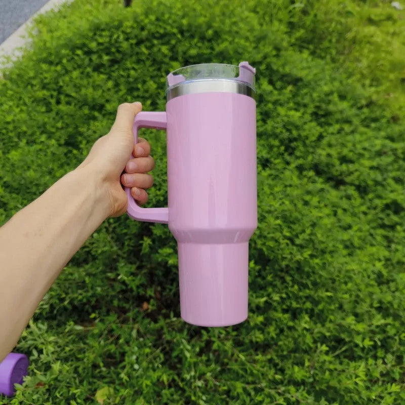 Stainless steel vacuum insulation cup with gradient colour, 27.5cm tall with 10cm wide mouth opening