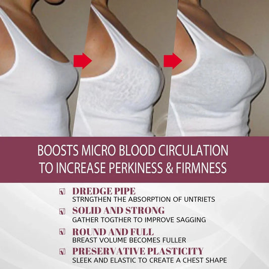 White breast firming cream in 5x4.2cm container with 50g net content for lifting treatment