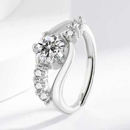 White gold colour crown couple ring with simple copper band and round line design for women