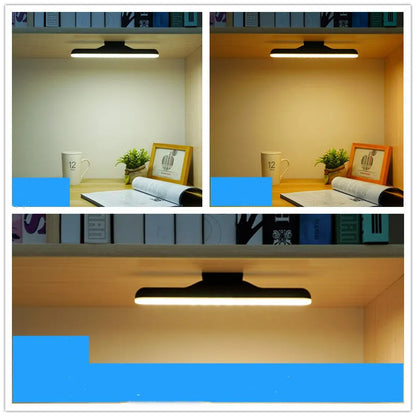 Creative modern white plastic desk lamp with touch control panel and soft LED light beads.