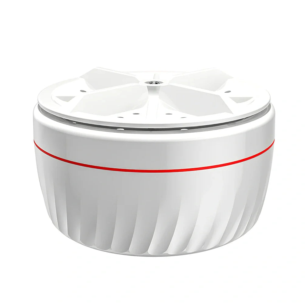 White portable turbine washing machine with USB power connection for dormitory use