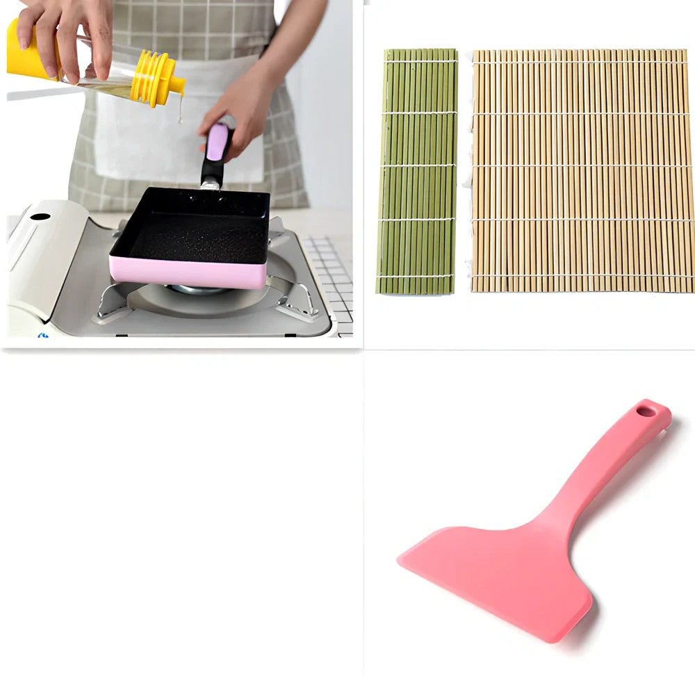 Square non-stick frying pan in blue colour showing 13×18cm dimensions and 3.5cm depth