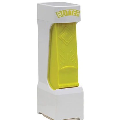 Yellow ABS plastic butter cutter with stainless steel blades for quarter-pound stick butter bars