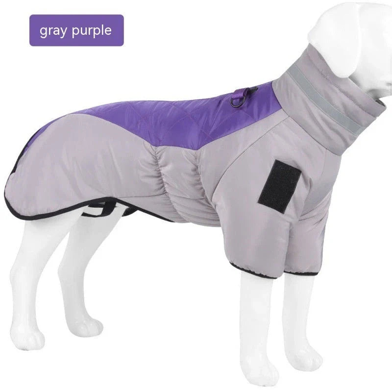 Waterproof dog coat with thick insulation and soft velvet lining, available in various color options