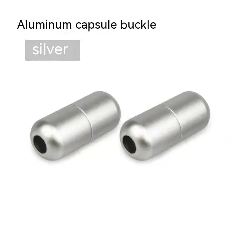 6mm metal capsule shoelace buckle pair in 15 colours including black, white, pink, red, gold, and copper finishes