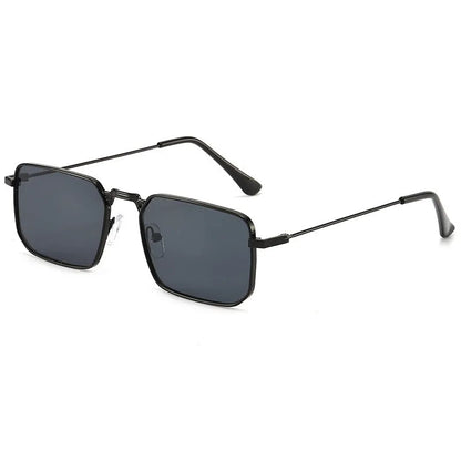 Square men's steampunk sunglasses with a quadrilateral frame, shown in gold, silver, and black colour options.