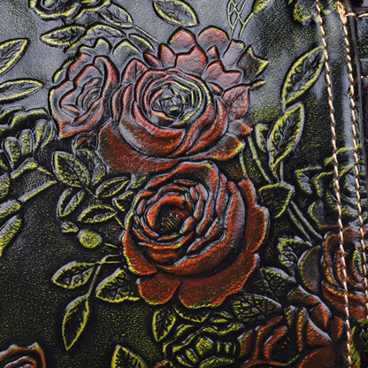 Genuine leather women's shoulder bag in vertical square shape with multiple interior pockets