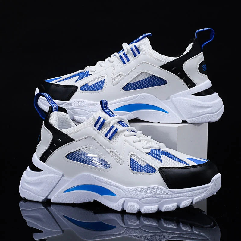 Men's white sneakers with non-slip sole for walking and running