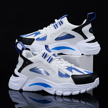 Men's white sneakers with non-slip sole for walking and running