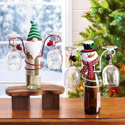 Christmas wine glass holder with removable arms and festive design, perfect for holiday decor