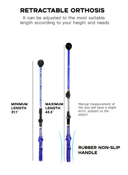 Blue golf swing training aid with shoulder cushion and adjustable angle mechanism for posture correction