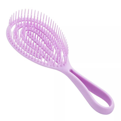 Curly Hair Soft Ribs Massage Comb in pink, purple, blue, and green for gentle detangling