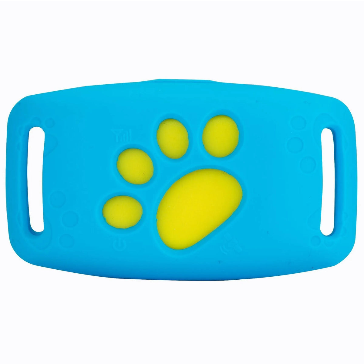 Waterproof GPS pet tracker in black, sky blue, pink, and grass colour options showing compact 65.5mm design