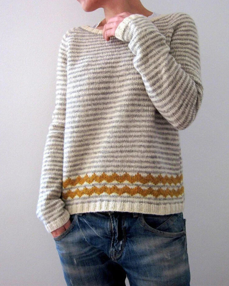 Stylish multicolor knit pullover sweater for women with relaxed fit and variety of vibrant color options