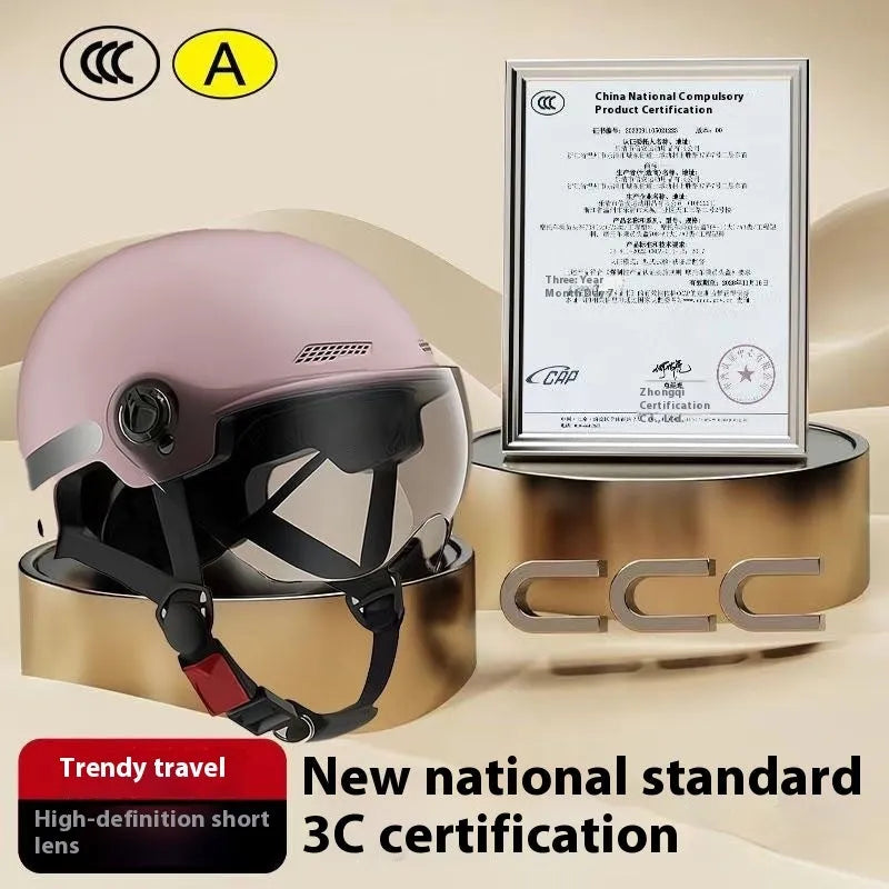 3C certified electric motorcycle helmet in polypropylene with sun visor, shown in Ice Crystal Gray colour option