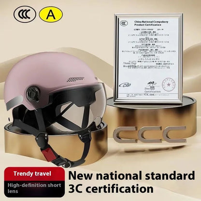 3C certified electric motorcycle helmet in polypropylene with sun visor, shown in Ice Crystal Gray colour option