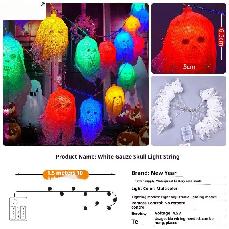 Halloween battery-powered LED light string in plastic housing for indoor wall decoration