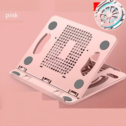 Black portable laptop stand with eight adjustable height settings expanded to 220mm width