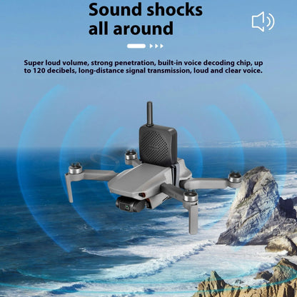 Black universal UAV high-altitude megaphone speaker with walkie-talkie and charging cable, boxed set