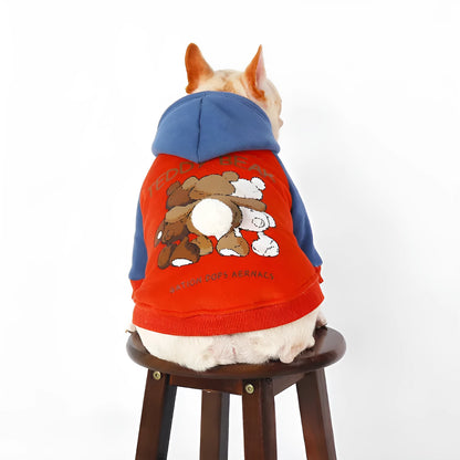 Red cotton clothing for small and medium-sized dogs including Teddy, Bichon, Jarre, Aero Bull, and Corgi breeds
