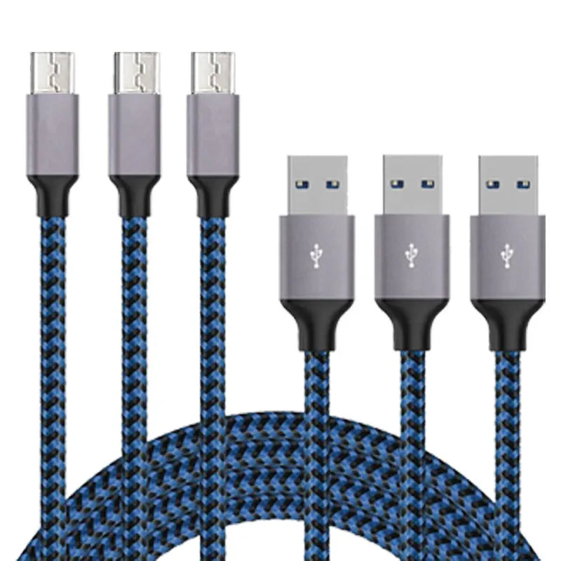 Braided data cable with Micro USB connector for Android phones, showing black and white colour option and length choices.