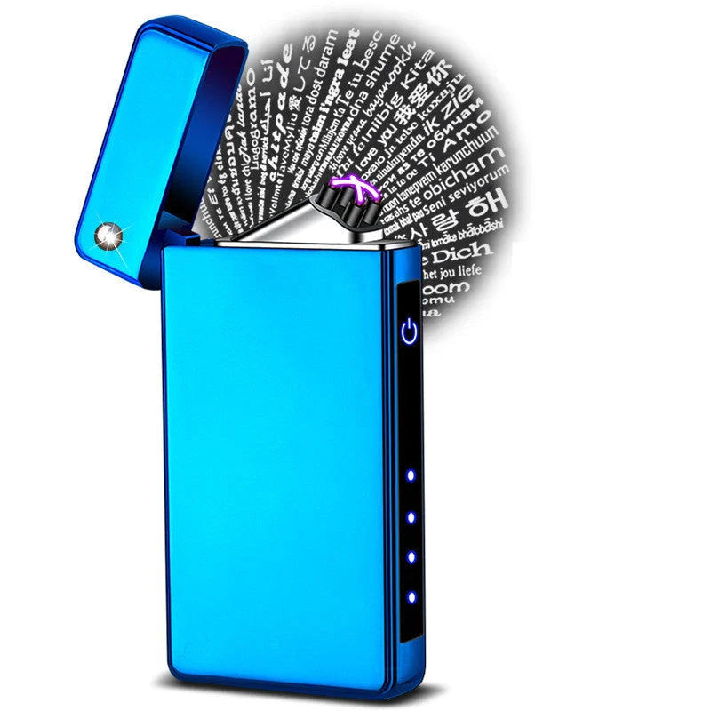 Engraved rechargeable electric lighter with '100 kinds of love' projection feature, available in various ice-inspired color options