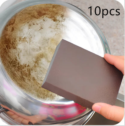 Magic eraser cotton nano emery sponge measuring 10x7x2.5cm with integrated 7cm steel ball for kitchen cleaning