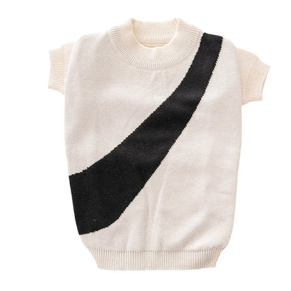 Casual wool knitted dog jumper shown in various colours including black, pink, and blue, sized for small to large breeds.