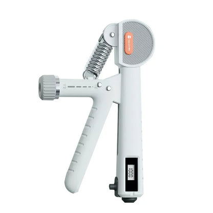 Adjustable spring hand grip trainer in army green, black, or ivory white.
