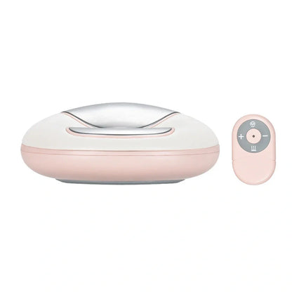 White electric hand massager device with pulse modes and heat for palm relief, 140x141x57mm size