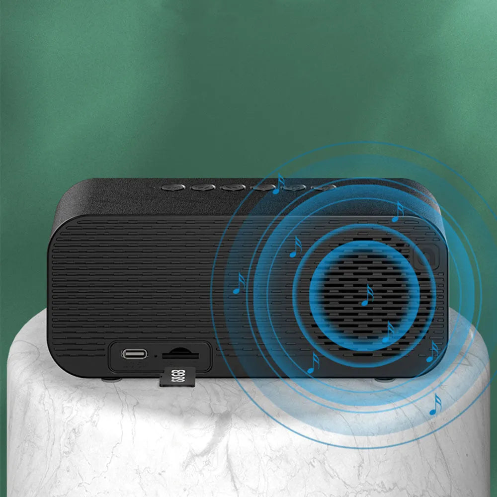 Bluetooth alarm clock speaker with digital display, 143x33x46mm plastic body, black colour option