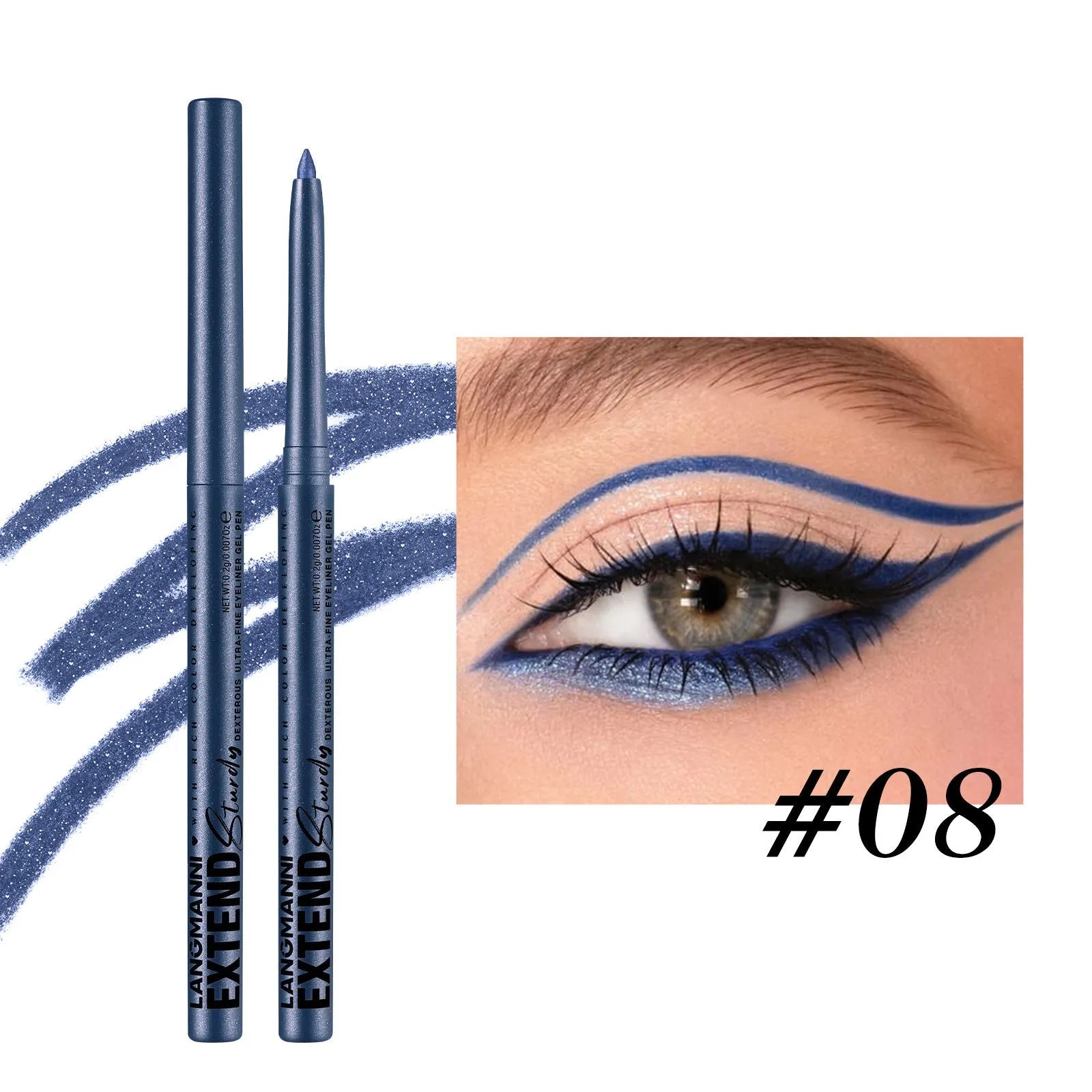 12 colourful gel glitter eyeliner pencils with matte and glitter finishes in waterproof formula