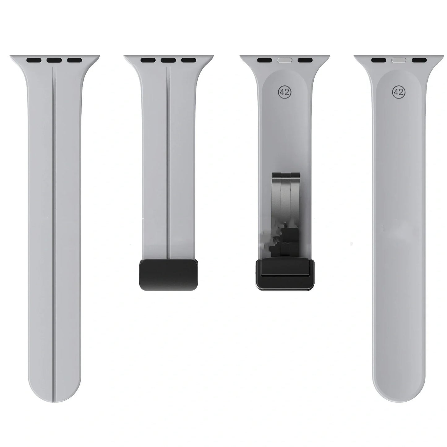 Magnetic silicone watch strap with folding buckle in multiple colours and sizes