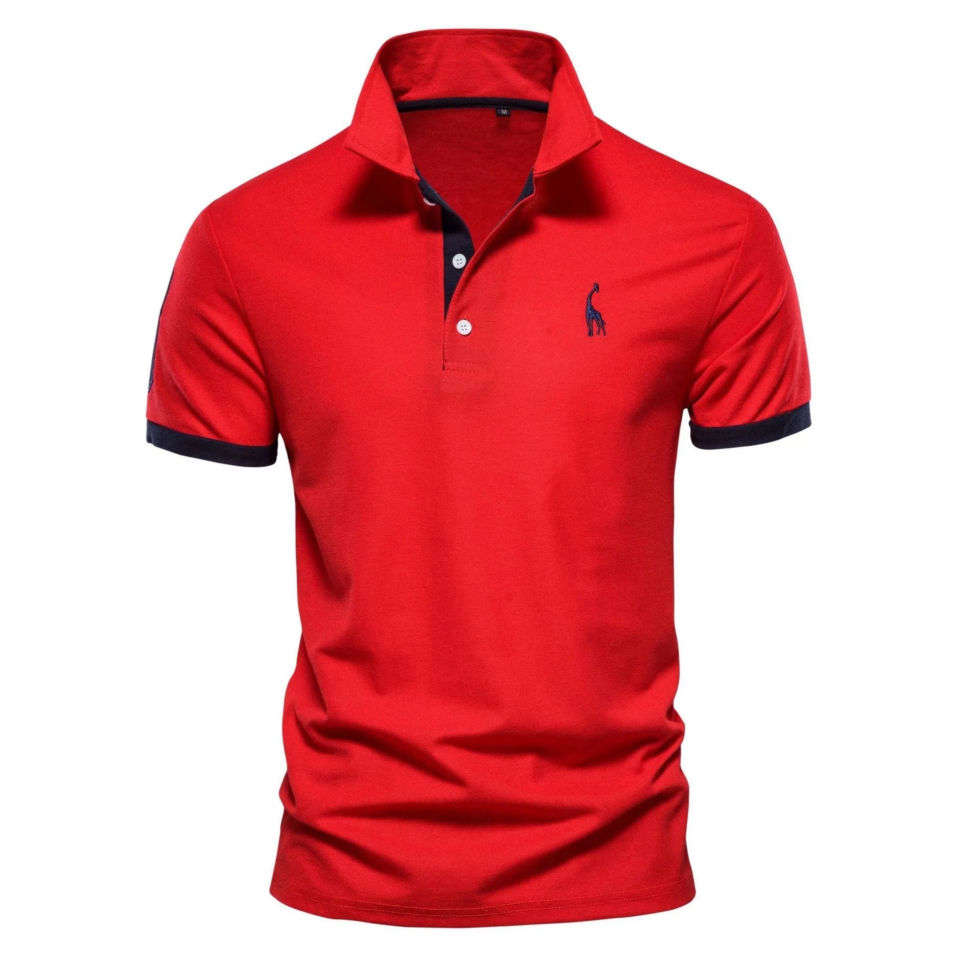Men's slim-fit short sleeve T-shirt with embroidered deer design on front, available in multiple colours
