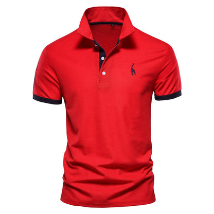 Men's slim-fit short sleeve T-shirt with embroidered deer design on front, available in multiple colours