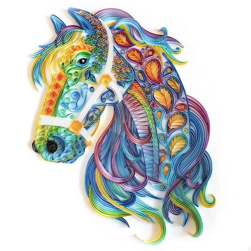 Handmade quilted paper painting set with animal themes and crafting tools