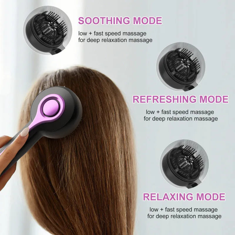 Grey anti-leak hair brush massage instrument with USB charging port and mechanical control button