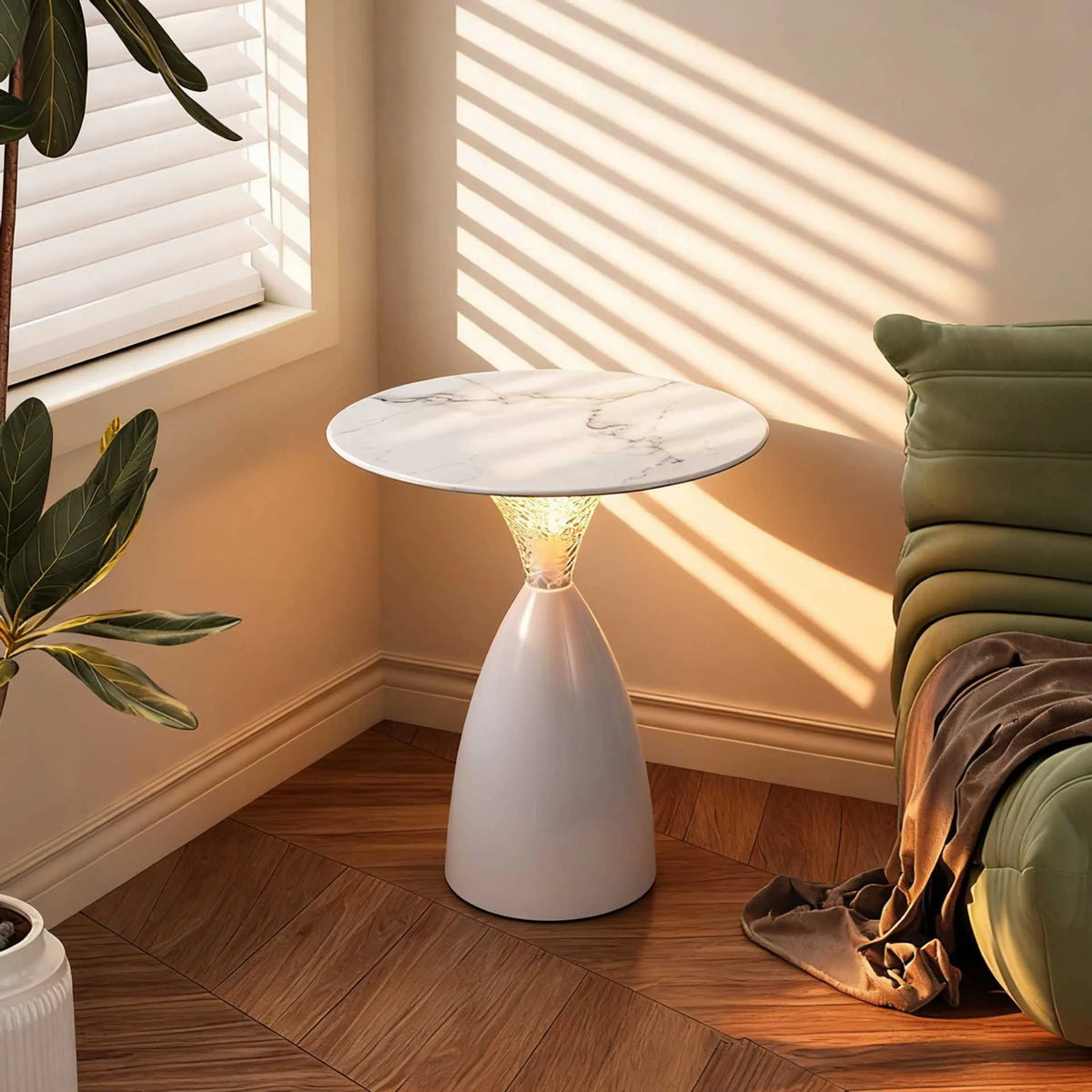 LED side table with 16-colour RGB ambience light, remote control, white or black, tea table for living room