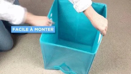 Folding Detachable Padded Storage Basket for Dirty Clothes and Toys with Clear Front Panel, Shelf Mountable Hamper Holds 4kg, Large 41x33x33cm or Small 27x24x24cm, Blue