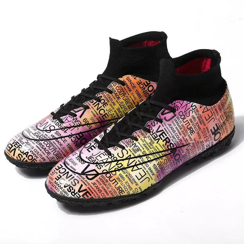 High-top soccer shoes for boys and girls with non-slip rubber outsole