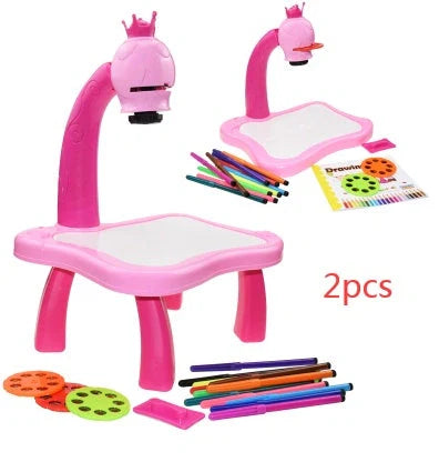 Children's Projection Drawing Board Doodle with music function and magnetic artboard in blue and pink