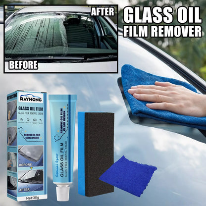 30g Car Windshield Glass Decontamination Rainproof Oil Film Remover with Sponge Cloth