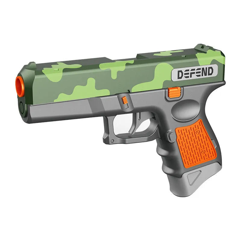Personalized children toy gun in orange, blue, camouflage green or grey, plastic, soft bullet shooting