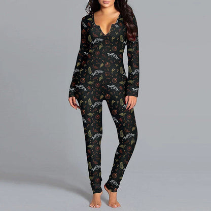 Spooktacular Halloween jumpsuit with unique printed design and relaxed, comfortable fit