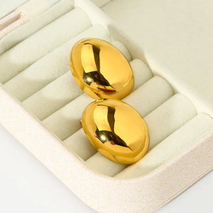 Geometric stainless steel ear studs with glazed surface in 18K gold colour finish