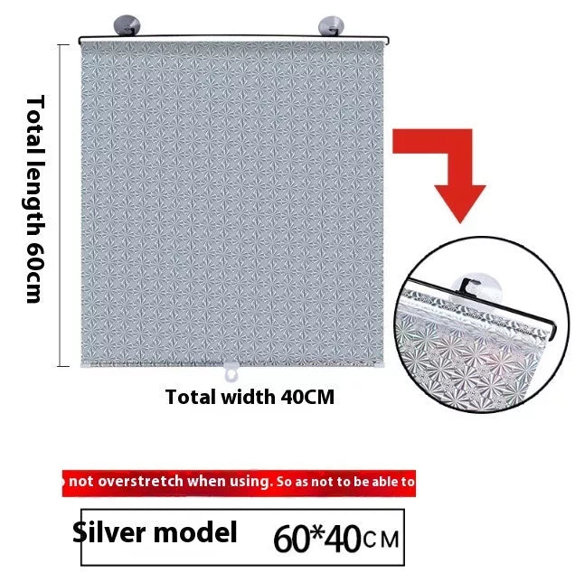 PVC household window sun protection shutter with suction cups in black dots and silver laser options