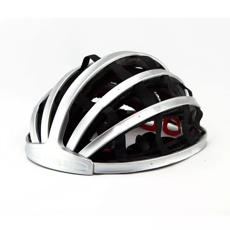 Ultralight folding bicycle helmet in black, white, silver, pink, or fluorescent green